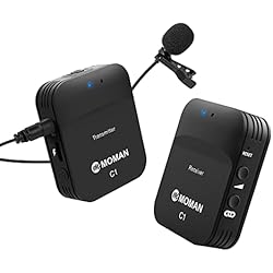 Microfono Inalambrico Para Camara Dslr Moman C1 2.4GHz Micrófono Solapa Inálambrico Profesional para DSLR Cámara, Móvil, Videocámara, Laptop y Tablet, Compatible para Canon, Sony, Nikon, Microfono-Inalambrico-Solapa-Corbata-Wireless