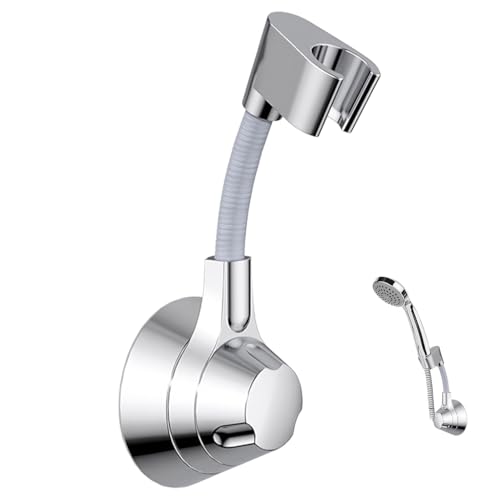 Image of HASTHIP 360 Adjustable Shower Head Holder with Self-Adhesive and Suction Cup, Universal Wall Mount Bracket for Handheld Shower Heads, Durable and Easy to Install