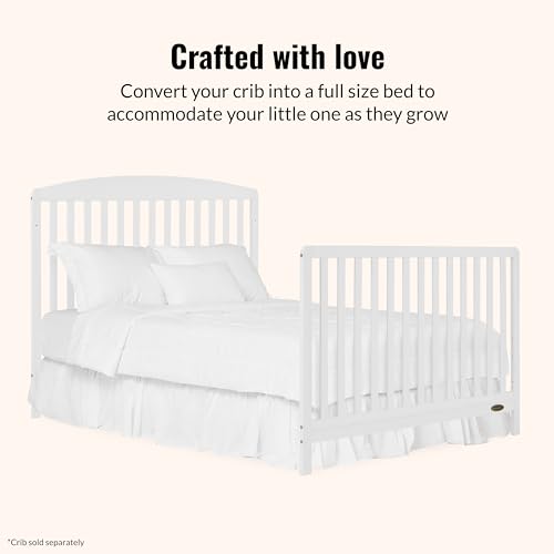 Image of Dream On Me Universal Crib to Full Size Bed Conversion Kit, Solid Wood Bed Rails for Select Convertible Cribs, Strong & Stable Support, White