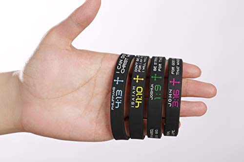 Rinspyre Silicone Bracelets with Bible Verses Scripture Bracelets Christian Religious Jewelry Gifts Adult Size for Men Women Set of 8 - Image 3