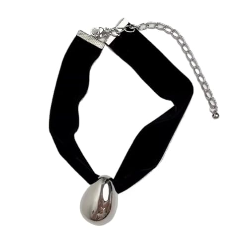 Collier ras du cou velours noir pendentif goutte d'eau - Idée cadeau rétro français