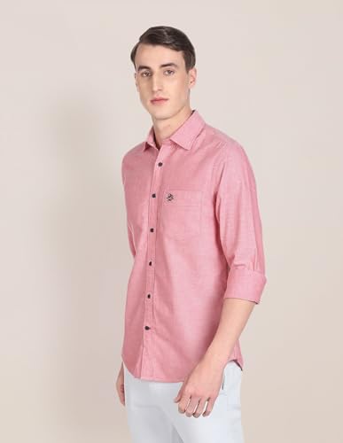 Image of U.S. Polo ASSN. Men's Solid Spread Collar Premium Cotton Oxford Tailored Fit Shirt