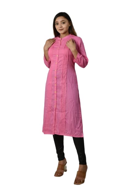 Kajal_creations Indian Women Beautiful Plain hand Made Pink Ethnic Kurti,Anarkali Kurti Casual kurti