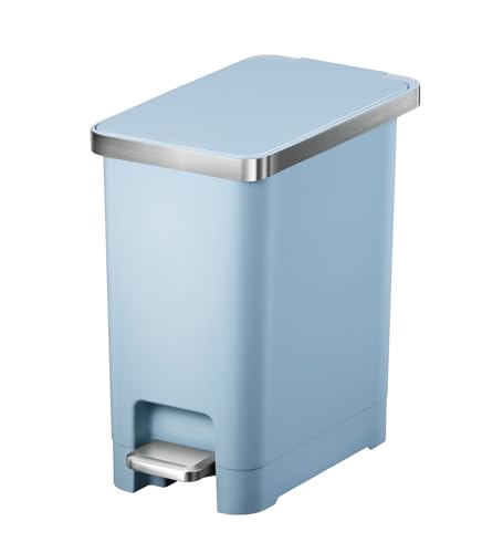 Image of Obsessions EKO 10L Plastic Step Bin with Pedal, Waste Storage Trash Can, Blue