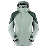 Chaqueta de senderismo para hombre, impermeable, resistente al viento, cuello alto, con capucha, manga larga, bloque de color, abrigo al aire libre, viajes, senderismo, con bolsillos, ropa de abrigo