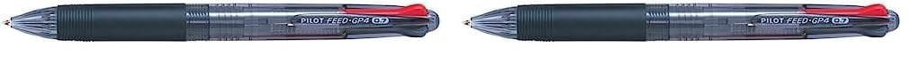 Feed GP4 Retractable 4-Color Ballpoint Pen, 0.7 mm Tip Size Transparent Black