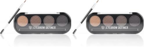 Image of PAC Eyebrow Definer Palette (4 colors) | Comes with 2-in-1 Angled & Spoolie Brush | Fine Buildable Powder Formula | Long Wearing & Blendable Shades | 4G (Pack of 2)