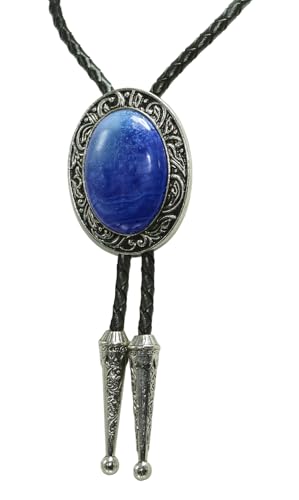 Image of Moranse Bolo Tie with Natural Tiger Eye Stone Celtic Style Genuine and Cowhide Rope