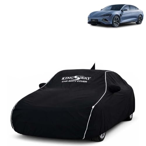 Image of KINGSWAY Super Waterproof Car Cover Only with BYD Seal (Year 2024 Onwards - All Model) | Mirror and Antenna Pockets | All Weather Car Body Cover with Silver Piping | Black