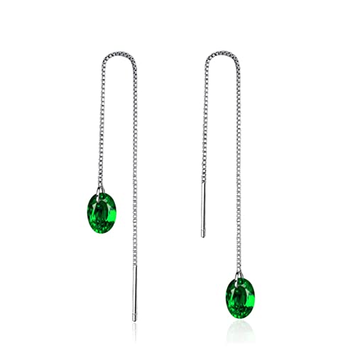 Boucles d'oreilles émeraude en argent 925 pour femme chic