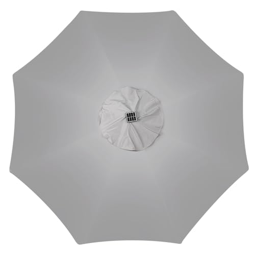 Image of Blissun 9 ft Solar Umbrella, Patio Umbrella with 32 LED Lights, Table Market Umbrella, Outdoor Umbrella for Garden, Deck, Backyard (Light Grey)