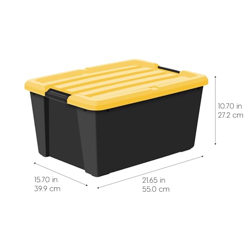 Image of Storage Bins 45 Qt Stackable with Lids 4 Pack for Garage Closet