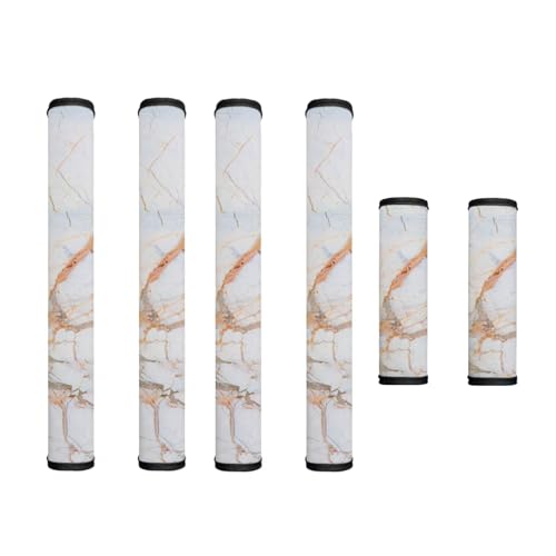 Image of 6 PCS Refrigerator Door Handle Covers Washable Keep Kitchen Appliances Clean from Food Stain Dust Smudges Fingertips Fridge Oven Home Decorations, White Gold Marble