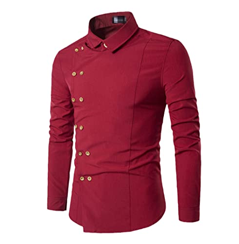 Chemise slim pour hommes coupe ajustée avec boucle oblique couleur rouge taille M