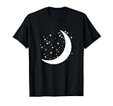Luna creciente con estrellas Noche Minimalista Camiseta