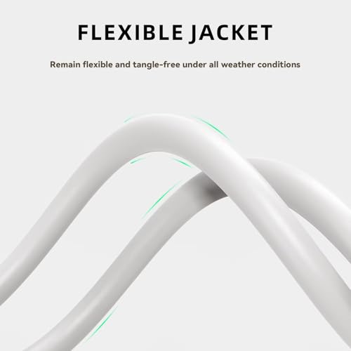 Image of 6ft Outdoor Extension Cord for Christmas Decorations - 16 /3 Heavy Duty SJTW Waterproof White Electrical Cable with 3 Prong Grounded Plug for Safety, Great for Lawn and Major Appliances