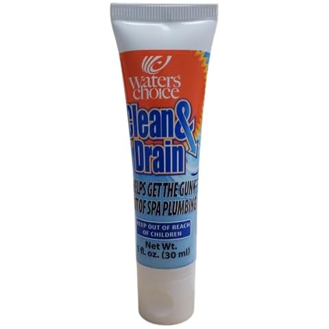 Waters Choice Clean & Drain Hot Tub Cleaner & Purge, Clean Pipes, Jet Line Gunk Build Up, Clear Water for Hot Tub, Jetted Whirlpool Tub, Swim Spa Cover
