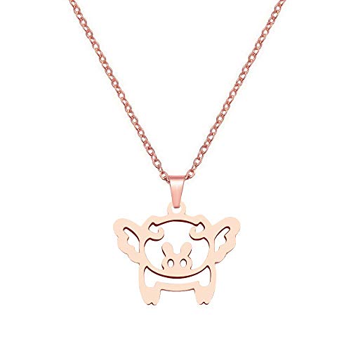 NOUMANDA Cute Flying Pig Necklace Fashion Animal Elements Stainless Pendant Jewelry