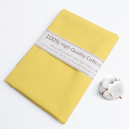 FFPDYBEST Bright Yellow Cotton Fabric Natural 100% Cotton Poplin Fabric by The Yard 59 Inches Wide Lining Fabric for Sewing Apparel Cloth Soft Embroidery Quilting 1 Yard