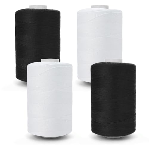 HMCEY 4 PCS Hilos de Coser para Maquina 1000 Yards,Hilo de Poliéster para Overlock,Hilos de Hilvanar para Coser Vaqueros,Sewing Thread,Hilo Costura de Bordar A Mano Resistente para Monederos, Cuero
