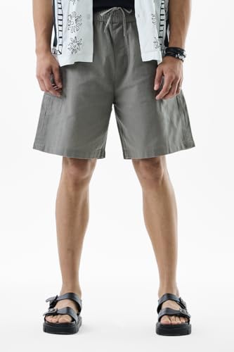 Image of SNITCH Men Casual Shorts | Regular Fit Mid Rise Solid Pattern | 100% Cotton Smooth Texture with Drawstring Closure & Elastic Waistband for Summer & Club Wear