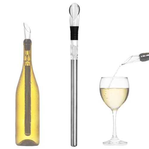 IKOPFLN Refrigeratore per Bottiglie Vino, glacette per vino,raffredda bottiglie vino,Bastoncino di raffreddamento + versatore per vino + tappo per bottiglia di vino