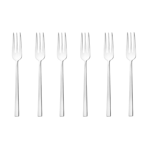 Sambonet 52562A55 Gabeln, Dessertgabel-Set, Kuchengabeln, Kuchengabel Set aus Edelstahl 18/10, 6-Teilig, Spülmaschinenfest, Silber / Schwarz