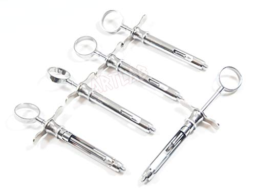5 Premium Aspiring Dental Syringes 1.8mL ANESTHETIC ONE Ring with Finger Rests Surgical Dental Instruments (CYNAMED)