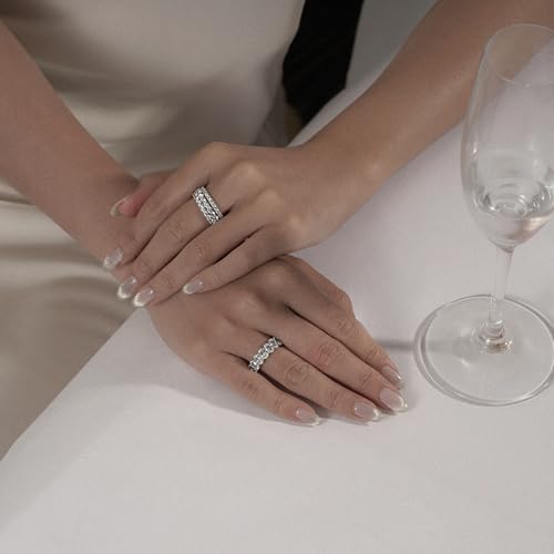 Marilyn Monroe Eternity Ring Set | 925 Sterling Silver Infinity Band Set of 3 for Women | 4.24 Carats Round Cut Cubic Zirconia CZ Simulated Diamond4