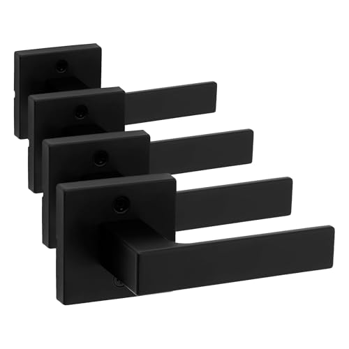 Image of Kwikset Singapore Dummy Door Handle, Single Sided Lever for Closets, French Double Doors, and Pantry, Matte Black Non-Turning Reversible Interior Push /Pull Lever, with Microban Protection (Pack of 4)