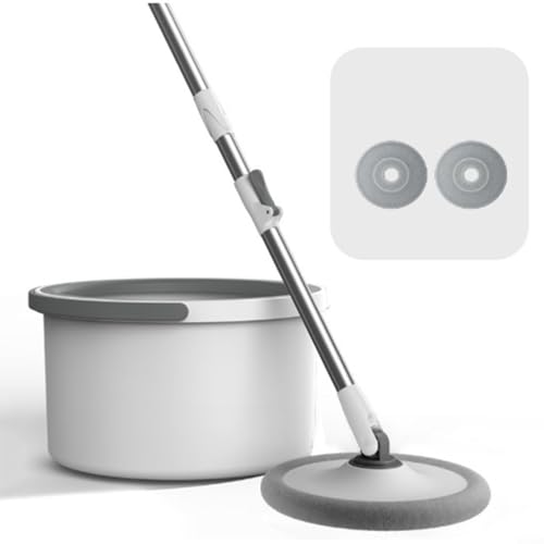HavenDomicile Eficiente sistema de fregona giratoria y cubo con separación de agua sucia para suelos de madera dura, azulejos, mármol, limpieza de 360 grados (A)