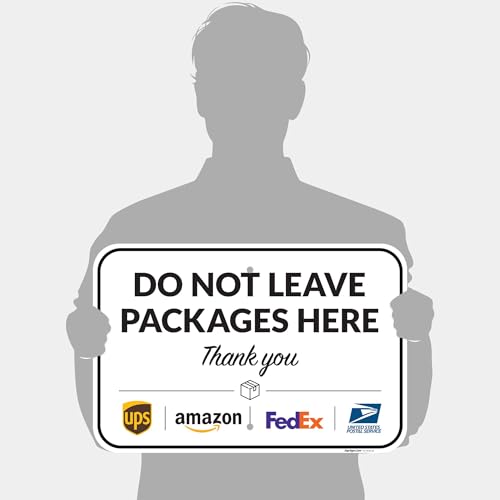 Image of Package Delivery Sign, Delivery Instructions Do Not Leave Package Here Sign, 12x18 Inches, Rust Free .063 Aluminum, Fade Resistant, Made in USA