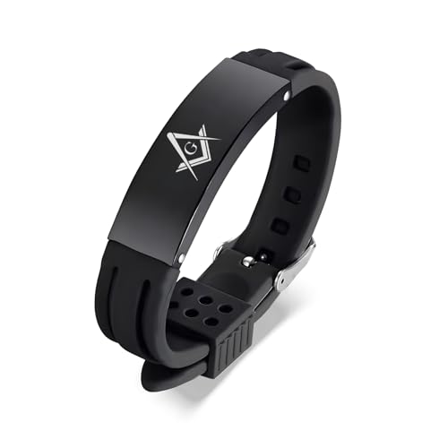 Pulsera Masonic para Hombre con Símbolo Masónico Ajustable miniatura 1