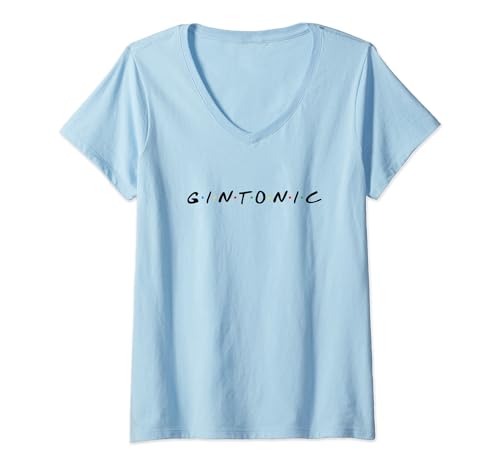 Mujer Gráfico clásico para amantes del cóctel de receta gintonic Camiseta Cuello V