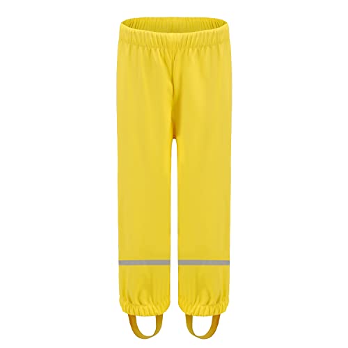 DAWILS Pantalon Impermeable Unisex Niños PU Intemperie Pantalón de Lluvia Pantalones de Barro Impermeables y a Prueba de Viento Bebé Niños Niñas Pantalones Ropa Amarillo 2 Años Cover