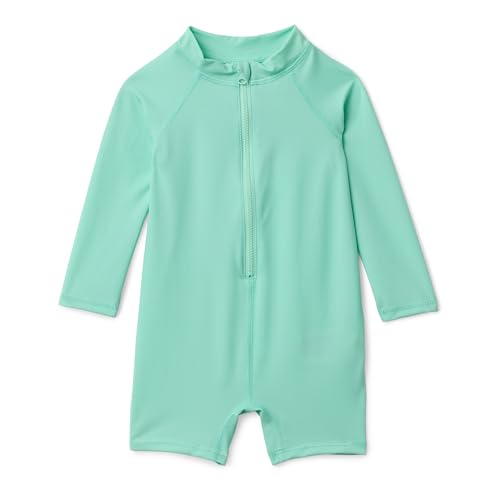 Amazon Essentials Unisex Babies Long-Sleeve One-Piece Rashguard Bright Mint Green 12 Months