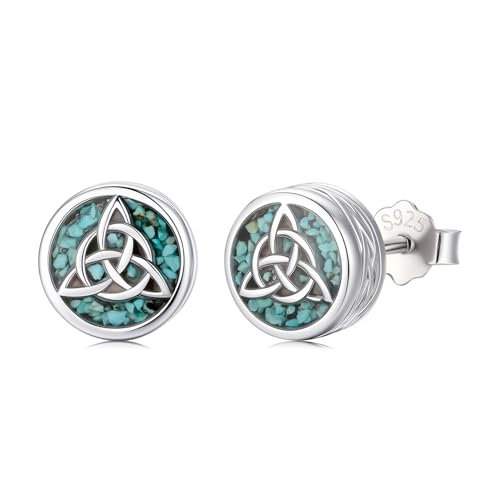 Cross/Ankh/Peace/Viking Stud Earrings for Men Women 925 Sterling Silver Turquoise Earrings Hypoallergenic Celtic Jewelry Valentines Birthday Gifts for Friends Brothers Sisters