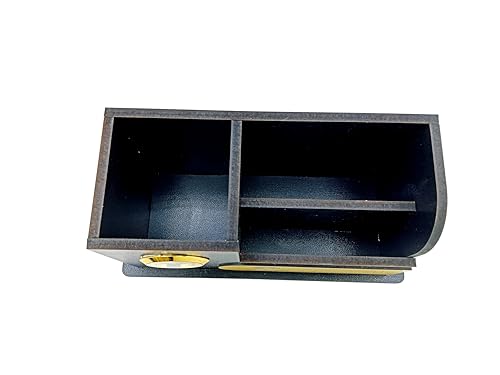 Image of AJANTA ROYAL Elegant Desktop Organizer with Clock, Pen Stand & Phone Holder & Personalized Name Tag, A unique corporate gift. (Black)