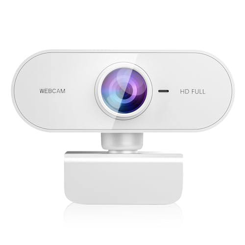 DDKJ Webcam con Microfono-Web CAM 1080p HD Autofocus,Camara Webcam para PC/portátil,Camara USB Plug and Play,Camara Ordenador para Windows/MacOS/Linux,para Videoconferencias/Gaming/Conferencias-Blanco