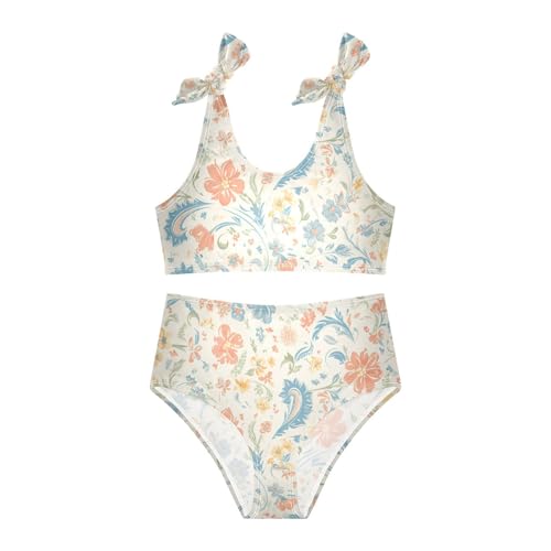 KLL Paisley Floral Damask Pattern Girl Two Piece Bikini Set Beach Bathing Suit Swimming Suits Adjustable Strap3
