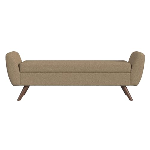 Image of HomePop 60 inch Modern Storage Bench with Wood Legs - Brown