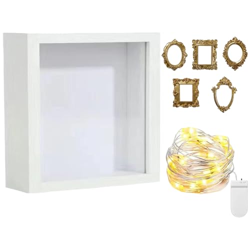 Vitrine souvenir avec montage mural de protection - Cadre doré miniature - Pour mariage, anniversaire, pendaison de crémaillère, mère, petite amie, famille, amis