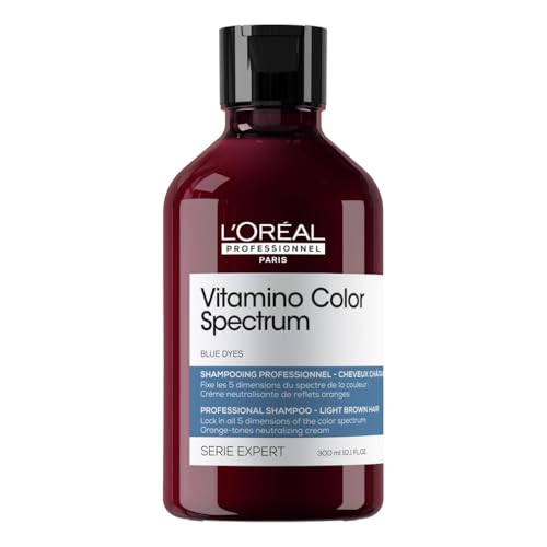 LOréal Professionnel Vitamino Color Spectrum Blue Tinted Shampoo 300ml For Light Brown Coloured Hair With Ferulic Acid + Citric Acid Neutralise Undesired Orange Undertones