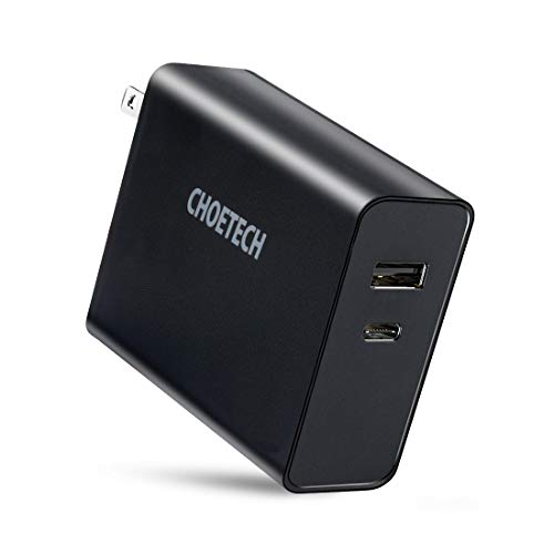 USB C Wall Charger, CHOETECH 40W Dual USB C Charger with Foldable Plug, 2-Port 20W Power Delivery 3.0 Type C Fast Charger for iPhone 12 Pro Max/mini/11/SE,Galaxy, iPad Pro, AirPods-Black