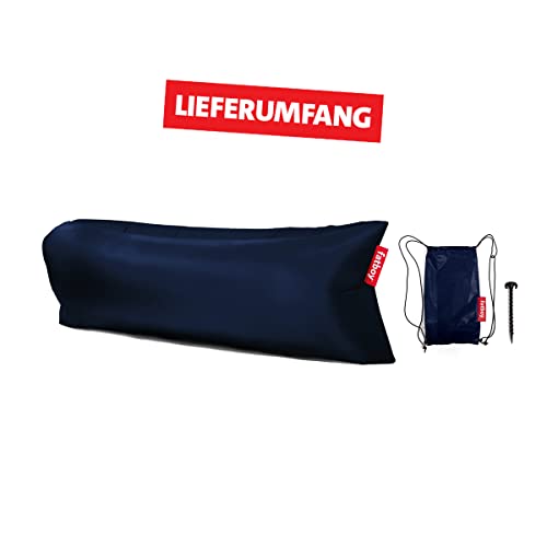 Fatboy Lamzac 3.0 Aufblasbares Sofa - Aufblasbare Couch - Keine Luftpumpe Nötig - Indoor und Outdoor Luftsofa - Wasser- und Schmutzabweisende Mini Couch aus Polyester - 200 x 90 x 50 cm - Dunkelblau