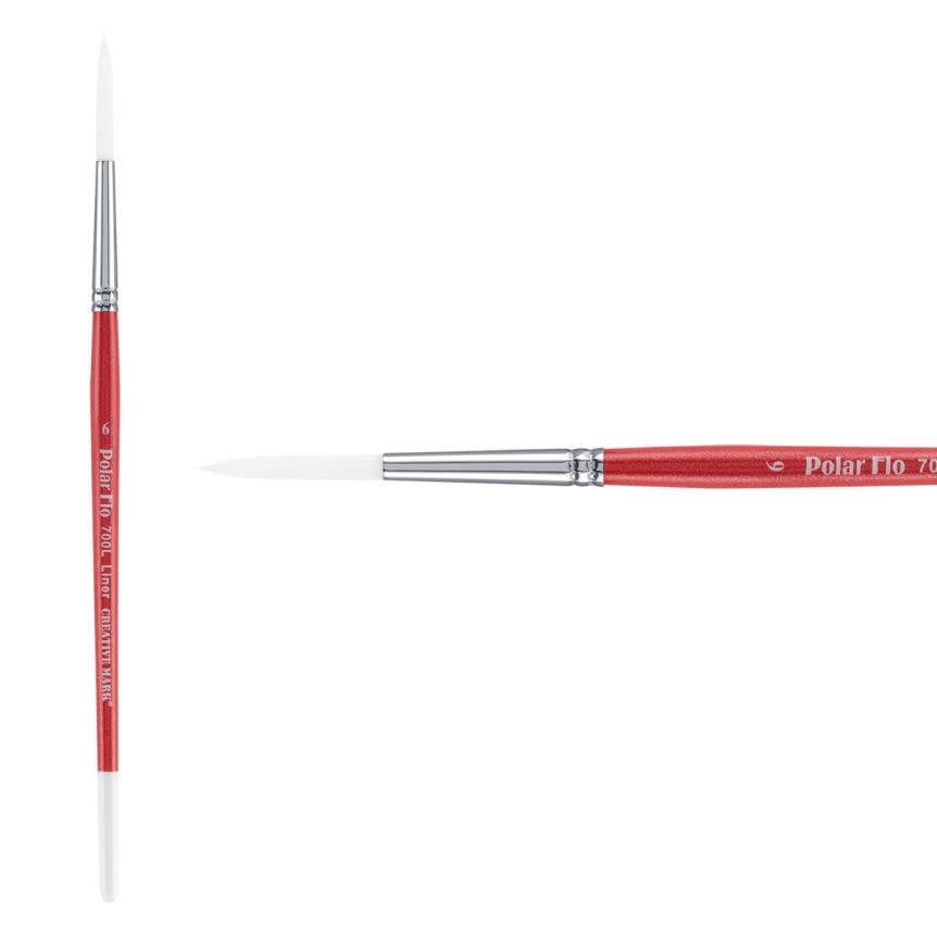 Creative Mark Polar Flo Professional Watercolor Brushes - Rigger 6 - Short Handle, Nickel-Plated Seamless Brass Ferrule - Art Paint Brushes for Acrylic Painting, Watercolor, Gouache, and More
