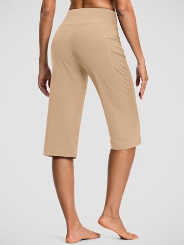 Image of ISEEGZ 15 inch / 18 inch / 21 inch / 25 inch Capri Pants for Women High Waist with Pockets Women's Capris Workout Yoga Pants Loose Straight Leg