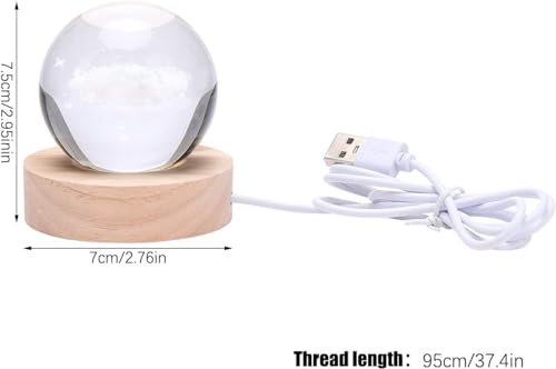 Image of 3D Crystal Ganesh Ji Lamp Engraved LED Globe Lamp, USB Wooden Base, Warm White Table Light for Temple Home & Office Decor, Birthday & Anniversary Gift (6cm)