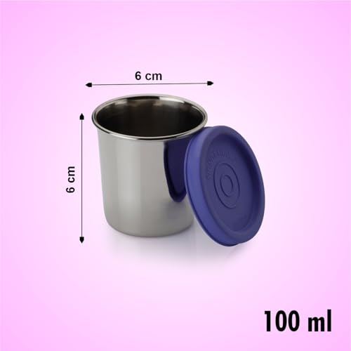 Image of SignoraWare Nano Stainless Steel Round Container | Airtight & Leakproof | Retain freshness | Ideal for Storing Herb & Spices | Best for Pantry Use | Versatile use (100ml x 2 | Set Of 2 | Violet)