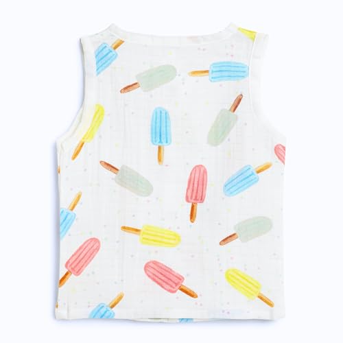 Image of The Boo Boo Club Organic Cotton Baby Jhabla | Pack of 4 Newborn Sleeveless Jabla | Newborn Infant Summer Wear | Soft & Breathable Muslin Fabric | Easy Button Closure Vest